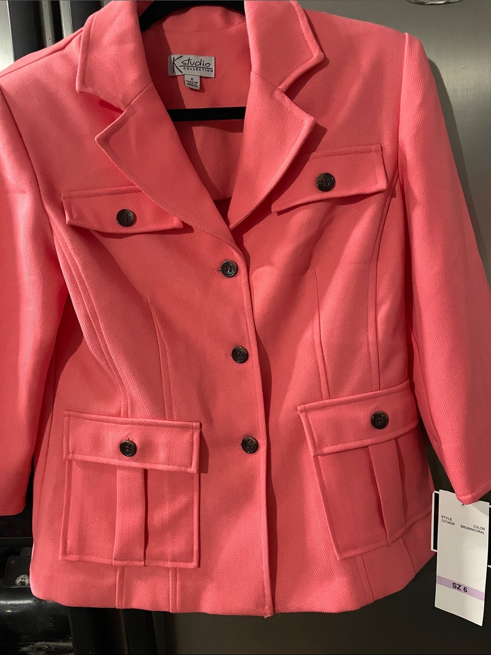 Studio Works Coral Pink Tailored Blazer with Flap Pockets